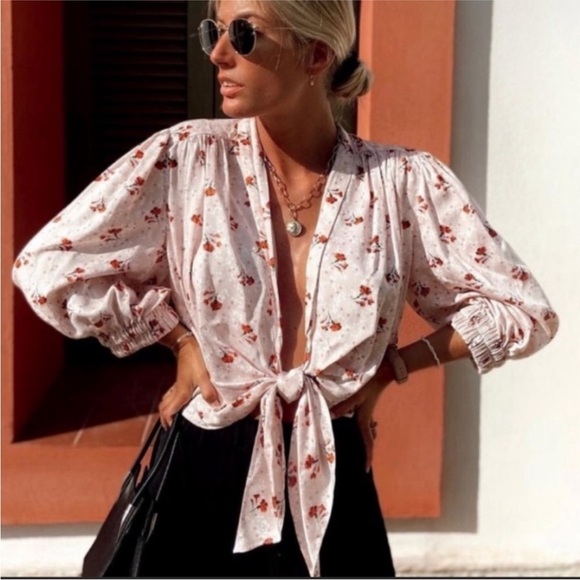 NEW Zara tie crop blouse - Picture 1 of 14